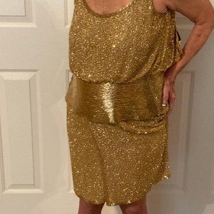 Oleg Cassini (Black Tie) Gold Sequine Dress